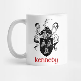 Kennedy Surname  / Faded Style Family Crest Coat Of Arms Design Mug